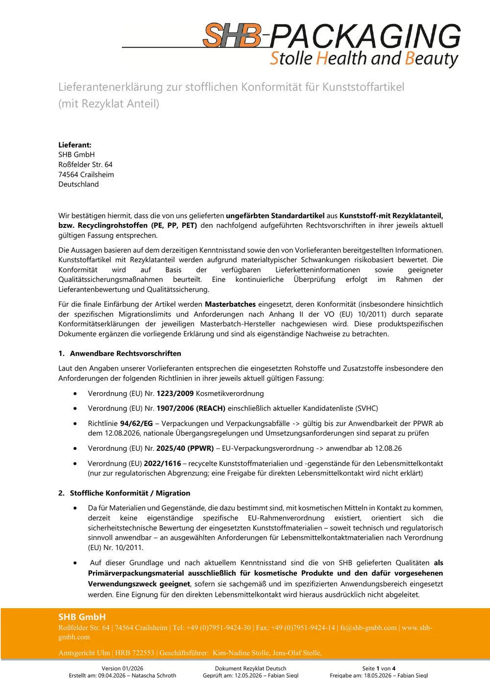 Vorschau Konformität Rezyklat DE